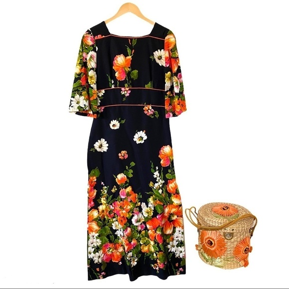 Vintage Hawaiian Dress Polynesian Maxi Alice Of California 60s Womens Small - Picture 3 of 13